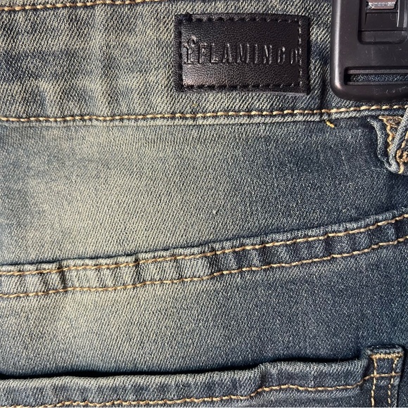 Flamingo Flamingals Five Pocket Wide Leg Jeans with Frayed Raw Hem Size XL New! - Picture 8 of 11